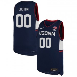 #00 Custom UConn Huskies Navy Men College Basketball Jersey | Premium Championship Gear 44711149