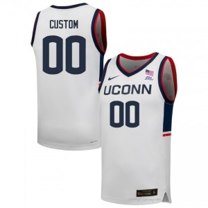 Custom UConn #00 White NCAA Jersey | Men Basketball Elite Athletic Fit 28444014