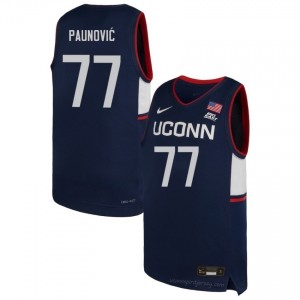 Uros Paunovic #77 UConn Huskies Navy Basketball Jersey | Men Premium Stitched NCAA Gear 75554831