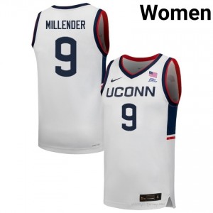 Alec Millender UConn Huskies #9 White University Jersey | Women Basketball Elite Athletic Fit 88650793