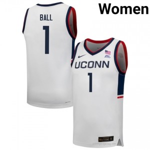 Solo Ball UConn Huskies #1 White High School Jersey | Women Basketball Elite Athletic Fit 70527888