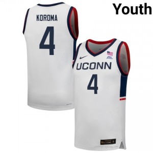 Dwayne Koroma Huskies #4 White College Jersey | Youth Basketball Elite Athletic Fit 68541195